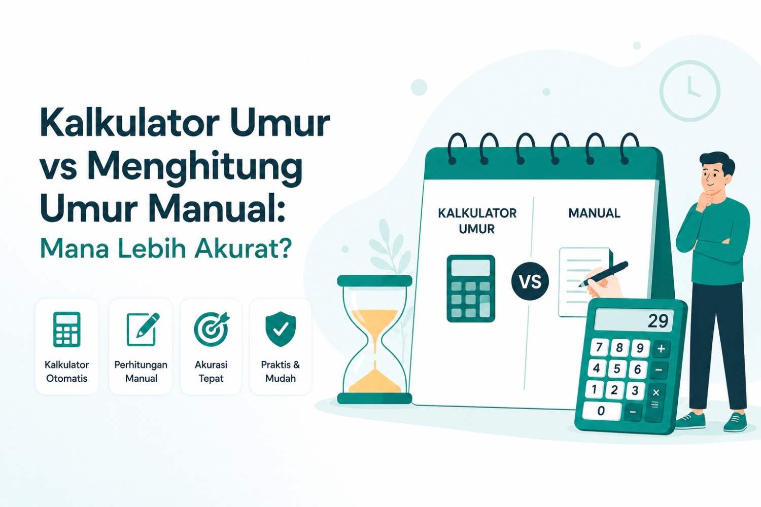 Kalkulator umur vs menghitung umur manual untuk membandingkan cara menghitung usia yang lebih akurat dan praktis